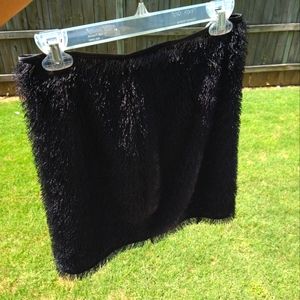 Fringed short / mini black skirt